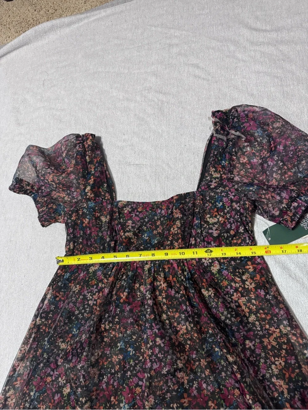 wild fable Black Floral Puff Sleeve Dress